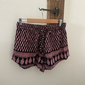 RAGA High Waist Pink and Black Patterned Shorts Anthropologie new